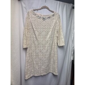 jessica howard ivory lace dress NWT Jessica Howard Womens White Lace Ivy Boatneck Shift Dress SIZE 22W PLUS